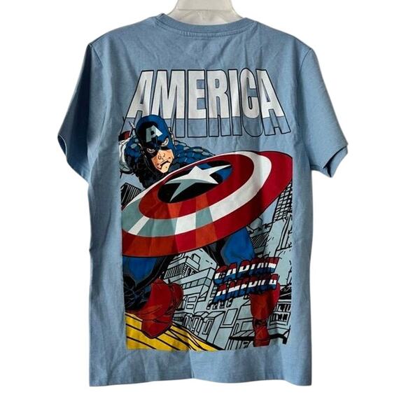 Marvel Captain America Graphic T-Shirt Blue Men’s Medium NWT Superhero Tee - Picture 6 of 10
